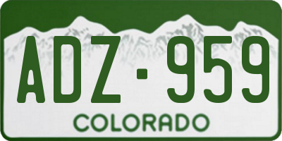 CO license plate ADZ959
