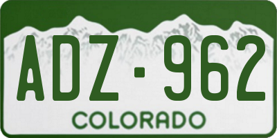 CO license plate ADZ962