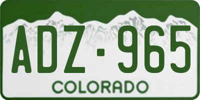 CO license plate ADZ965