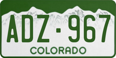 CO license plate ADZ967