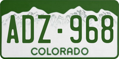 CO license plate ADZ968