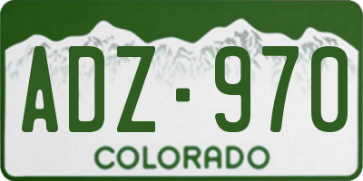 CO license plate ADZ970
