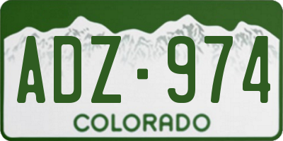 CO license plate ADZ974