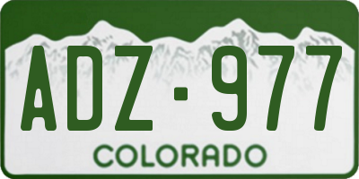 CO license plate ADZ977