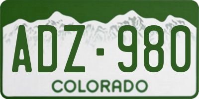 CO license plate ADZ980