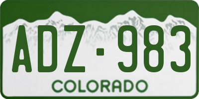 CO license plate ADZ983