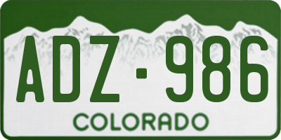 CO license plate ADZ986
