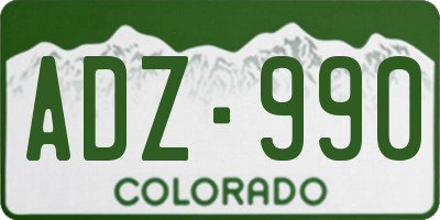 CO license plate ADZ990