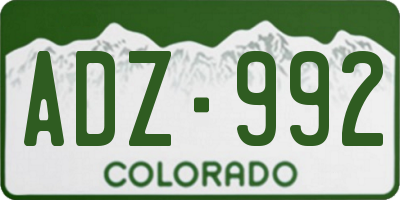 CO license plate ADZ992