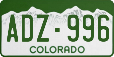 CO license plate ADZ996
