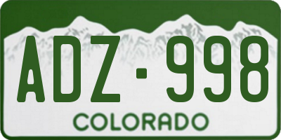CO license plate ADZ998