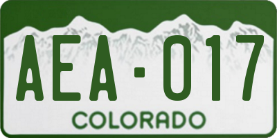 CO license plate AEA017