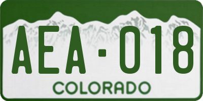 CO license plate AEA018