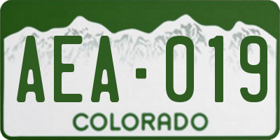 CO license plate AEA019