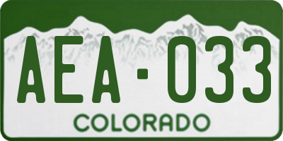 CO license plate AEA033