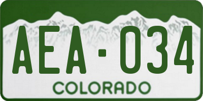 CO license plate AEA034