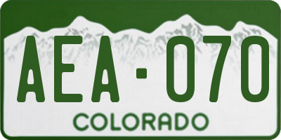 CO license plate AEA070
