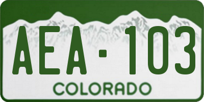CO license plate AEA103