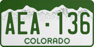 CO license plate AEA136