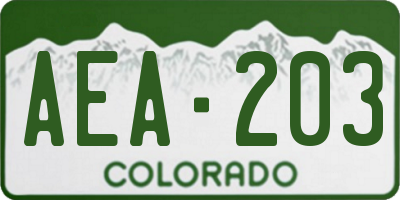 CO license plate AEA203