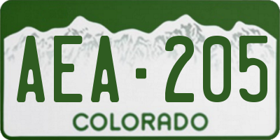 CO license plate AEA205