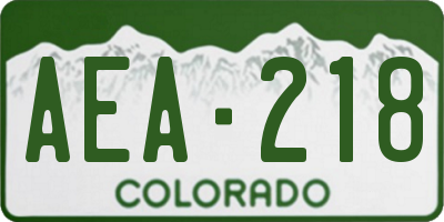 CO license plate AEA218