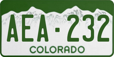 CO license plate AEA232