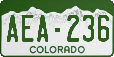 CO license plate AEA236
