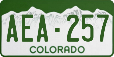 CO license plate AEA257