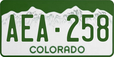 CO license plate AEA258