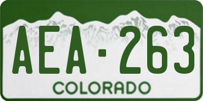 CO license plate AEA263
