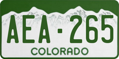 CO license plate AEA265