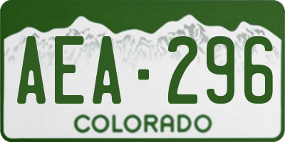 CO license plate AEA296