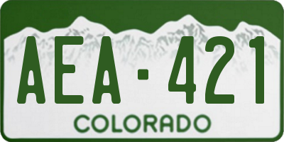CO license plate AEA421