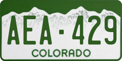 CO license plate AEA429