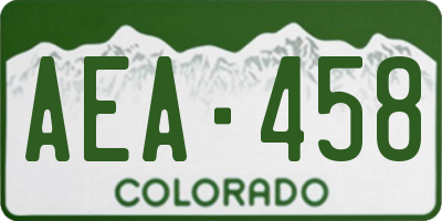 CO license plate AEA458