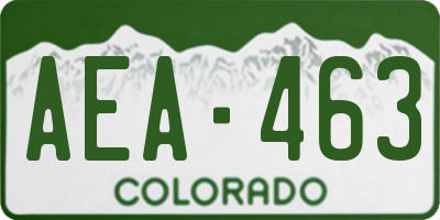 CO license plate AEA463