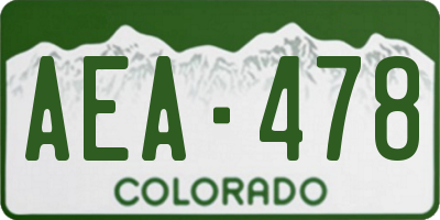 CO license plate AEA478