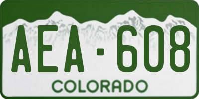 CO license plate AEA608