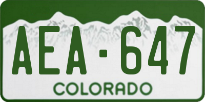 CO license plate AEA647