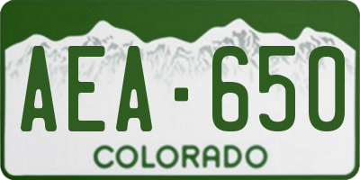 CO license plate AEA650