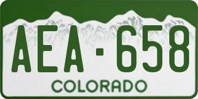 CO license plate AEA658