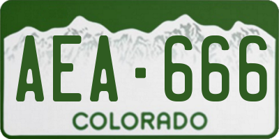 CO license plate AEA666