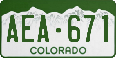 CO license plate AEA671