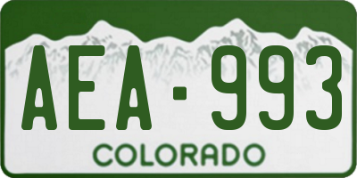 CO license plate AEA993