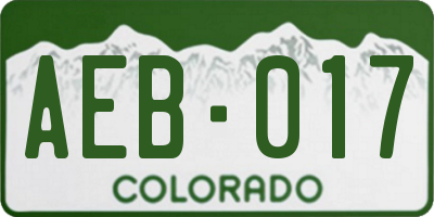 CO license plate AEB017