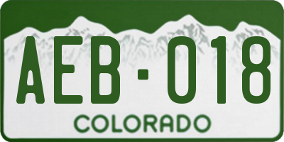 CO license plate AEB018