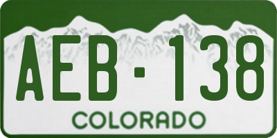 CO license plate AEB138