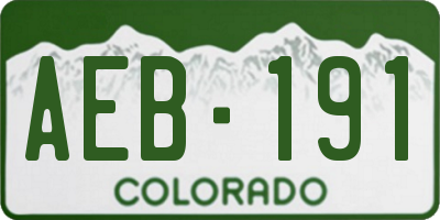 CO license plate AEB191
