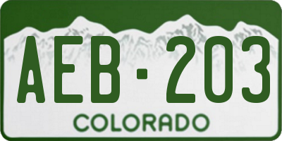 CO license plate AEB203